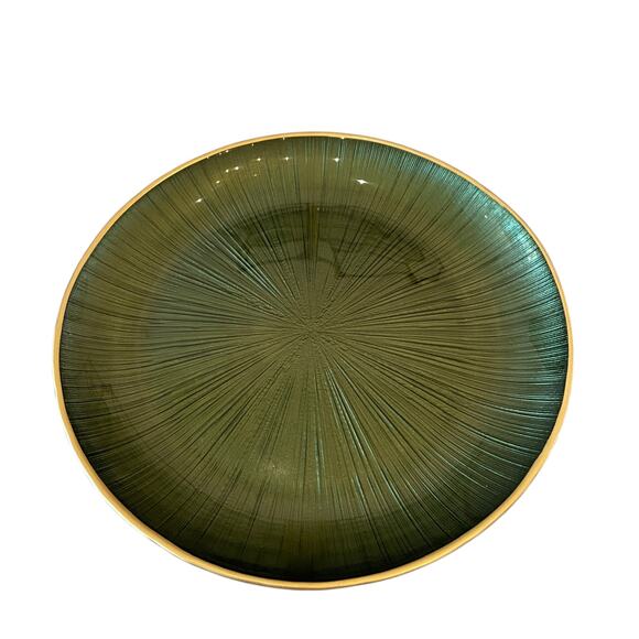 Gorgeous Green & Gold Turkish Glass Appetizer Dessert Plates 8in Set of 4 New - Picture 10 of 15